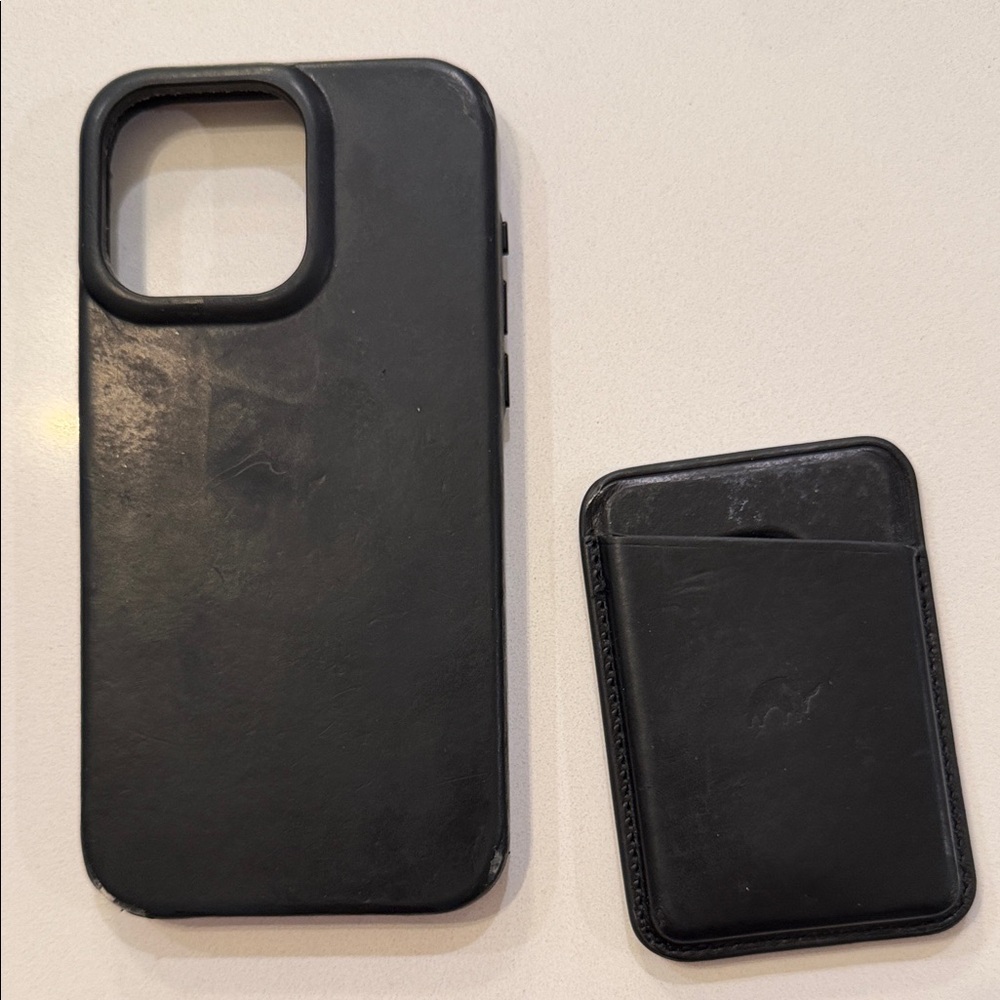 Leather Black Phone Case with Detachable Card Holder for iPhone 15 pro max